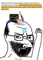 ak-47 arm beard big_nose brainlet clothes cross_eyed fist glasses google gun hand hands_up hat hohol israel jewish_nose jewish_star jews judaism kike kike_nose kippah open_mouth pig screenshot soyboy soyjak star_of_david stubble talmud ukraine variant:soyak volodymyr_zelenskyy // 761x1044 // 124.8KB