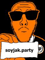 closed_mouth clothes fdl frootist_new_order glasses glowing orange_skin soyjak soyjak_party stubble suit sunglasses tuxedo variant:stbfcjak // 480x640 // 25.1KB