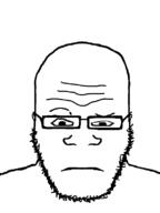closed_mouth glasses looking_down neutral soyjak stubble subvariant:neutralplier variant:markiplier_soyjak // 600x800 // 40.4KB