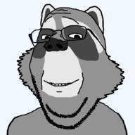 animal ear glasses grey_skin raccoon series:animaljaks smile snout soyjak stubble subvariant:wholesome_soyjak variant:gapejak // 800x800 // 34.0KB