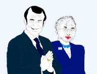 brigitte_macron clothes emmanuel_macron flag:transgender_pride_flag france glasses necklace necktie nosering soyjak stubble suit tranny variant:unknown // 1556x1200 // 280.9KB