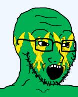 animal bird british caernarfonshire eagle flag flag:caernarfonshire glasses hair looking_to_the_right open_mouth soyjak stubble teeth united_kingdom variant:soyak wales // 644x800 // 80.5KB