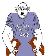 3soyjaks animal arm clothes dead ear glasses hair hand holding_object open_mouth soyjak stubble subvariant:feralsquirrel tail tiktok trend:squirreljakking tshirt variant:feraljak variant:vinnymcflysoi vinny_mcfly // 675x832 // 80.8KB