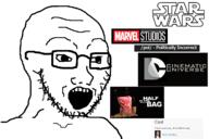 4chan capeshit dc_comics glasses marvel open_mouth pol_(4chan) popcorn ryan_gosling soyjak star_wars stubble tv_(4chan) variant:soyak // 1200x800 // 170.0KB