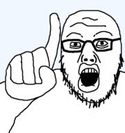 arm glasses hand looking_at_you open_mouth pointing pointing_up soyjak stubble template transparent_background variant:pointjak // 777x823 // 19.9KB