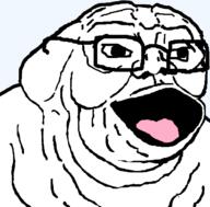 glasses open_mouth soyjak template tongue transparent_background variant:et // 626x617 // 16.3KB