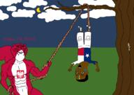 2soyjaks animal arm black_skin buff clothes country drawn_background ear emblem flag flag:chile flag:mexico flag:poland full_body glasses hand hands_up hanging holding_object holding_rope judaism leg lynching open_mouth poland rope shorts smile soyjak star_of_david subvariant:ominous_impish_squirrel tail texas tree trend:squirreljakking tshirt variant:chudjak variant:impish_soyak_ears // 2100x1500 // 261.8KB