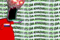 arm black_skin clothes distorted fat flag flag:slovenia glasses glowing_eyes hand khazar monster open_mouth pointing red_eyes sharp_teeth slovenia slovenian soyjak stretched_mouth t-shirt text tshirt variant:unknown // 900x600 // 680.8KB