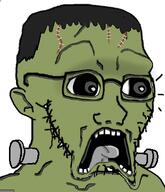 bolts dark_hair doctos frankenstein frankenstein's_monster glasses green_skin halloween monster open_mouth scary stitches stubble subvariant:doctos surprised variant:soyak // 331x385 // 78.1KB