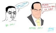 angry closed_mouth clothes fit_(4chan) football glasses hair metal_gear metal_gear_rising necktie senator_armstrong soyjak speech_bubble suit text variant:chudjak video_game white_skin // 2500x1512 // 739.9KB