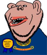 amerimutt award black_sclera brown_skin clothes ear farmer flag flag:idaho idaho lips mutt open_mouth potato racism soyjak state stubble subvariant:impish_amerimutt text united_states variant:impish_soyak_ears // 685x793 // 79.4KB