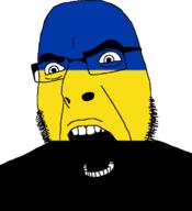 angry flag flag:gelderland full_head gelderland glasses hair looking_to_the_right netherlands open_mouth soyjak stubble teeth variant:cobson // 721x789 // 13.2KB