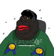 arab arabic_text arm award big_eyebrows big_lips big_nose black_eyes black_skin breasts bug cheeks eyebrows eyes fat flies fly green_shirt gross hair headphones monkey mouth mouth_open nigger obese pedophile pedophilia red_lips satoko_houjou(namefag) saudi_arabia sweating tits triple_chin vantablack variant:meximutt white_background yellow_eyes // 1157x1212 // 51.4KB