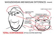 comparison ear eyelids glasses label line request small_eyes smile soyjak spot_the_difference stubble subvariant:massjak subvariant:wholesome_soyjak variant:gapejak // 1700x1050 // 30.6KB