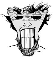 black_eyes clenched_teeth glasses grey_skin husk large_forehead scary stubble teeth variant:markiplier_soyjak // 875x929 // 55.2KB