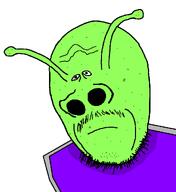 alien antenna closed_mouth clothes frown green_skin purple_shirt small_eyes variant:nostriljak // 964x1053 // 13.9KB