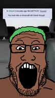 angry angry_eyebrows animated arrow blue_body brown_skin car car_interior car_seat_headrest closed_eyes closed_mouth dirt dirt_block ext=mp4 eyebrows eyes glasses green_hair minecraft moving nose open_mouth rage shaking soyjak soyjak_party stubble subvariant:neutralplier talking variant:markiplier_soyjak video voice window yotsoyba_b // 720x1280, 16.5s // 8.9MB