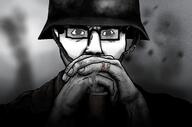 art call_of_duty closed_mouth clothes conflict dog_tag drawn_background glasses hand helmet looking_at_you meta:tagme nazism open_eyes praying shading soldier stahlhelm subvariant:chudjak_front uniform variant:chudjak war world_war_2 // 1200x796 // 648.4KB