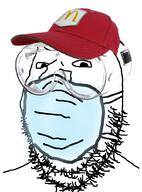 angry cap clothes facemask goggles hat mcdonalds soyjak stubble variant:gapejak // 752x1016 // 441.5KB