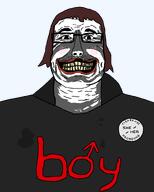 acne badge blood_meridian blush boymoder brown_hair clothes eyebrows glasses grin hair hoodie judge_holden lips lipstick looking_at_you menhera_chan mustache neck nose ominous pronouns shadow smile stain text tranny transparent_background troon variant:judgejak white_skin wrinkles yellow_teeth // 1290x1606 // 117.0KB