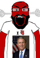 angry balding beard clothes george_bush_jr glasses hair heart i_love open_mouth red_skin soyjak subvariant:science_lover tshirt variant:markiplier_soyjak // 2816x4096 // 913.3KB