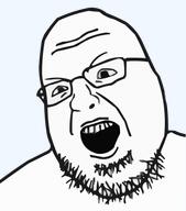 glasses meta:not_a_fucking_duplicate open_mouth soyjak stubble template transparent_background variant:shotjak vectorized // 299x339 // 18.5KB