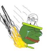 crying fire flying frog glasses green_skin hand hands_up koopa_clown_car mario open_mouth pepe smoke soyjak stubble variant:soyak // 420x487 // 800.9KB