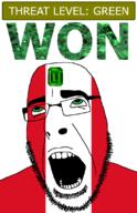 ahegao country emerald flag flag:peru gem glasses green green_eyes hair looking_up open_mouth peru schlog_color_event soyjak soyjak_blog stubble teeth text threat_level_green variant:cobson won // 721x1115 // 138.3KB