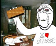 animal arm background bloodshot_eyes box cat drugs hand pcp red_eyes stubble variant:gapejak variant:soyak yellow_teeth // 1493x1237 // 482.5KB