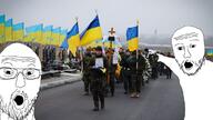 2soyjaks arm country flag glasses hand irl_background pointing soyjak stubble ukraine variant:two_pointing_soyjaks // 1200x676 // 749.6KB