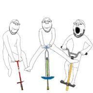 3soyjaks arm full_body hair hand jumping leg pogostick soyjak stubble subvariant:wholesome_soyjak variant:gapejak // 1280x1280 // 357.2KB