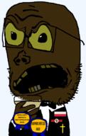 anti_furry award bowtie brown_skin christian_cross christianity clothes distorted flag:poland glasses holding_object meta:tagme sackjackWABAG_(user) slopjak soyjak stubble suit transparent_background // 481x761 // 87.7KB