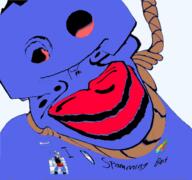 ack bloodshot_eyes blue_skin discord distorted furry rope slopjak subvariant:chudjak_front subvariant:jartycuck suicide transheart variant:chudjak // 640x599 // 251.7KB