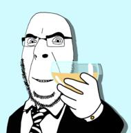 angry blue_background closed_mouth clothes glasses hair hand looking_at_you shadow smile soyjak stubble suit teeth the_lawnmower_man thick_eyebrows variant:cobson windsor_knot wine wine_glass // 1580x1600 // 499.6KB