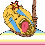 bloodshot_eyes crying cunny cunnykike cunnytranny cunnytroon open_mouth rope soyjak suicide tongue tranny variant:bernd will_never_be_white_nor_a_real_woman_ever // 768x760 // 160.5KB