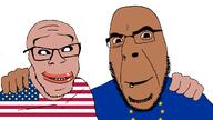 2soyjaks amerimutt black_sclera brown_skin euromutt europe european_union flag:european_union flag:united_states friendship glasses half_open_mouth mutt_lips no_more_brother_wars smile stubble variant:cobson variant:feraljak white_sclera // 1920x1080 // 100.9KB