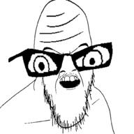 angry deformed glasses mustache open_mouth soyjak stubble variant:feraljak // 1500x1500 // 120.7KB