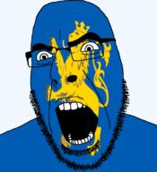 angry animal brapist_oblast country flag flag:lviv glasses hair lion looking_to_the_left lviv_oblast oblast open_mouth plant soyjak stubble teeth thick_eyebrows ukraine variant:cobson variant:reddit // 721x789 // 122.0KB