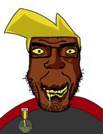 award badge blond brown_skin drool glassess grin nate nate_(soyjak_party) nate_higgers natejak saliva smile soyjak_partyjak stubble subvariant:chudplier variant:markiplier_soyjak yellow_hair yellow_sclera yellow_teeth // 1000x1300 // 327.2KB