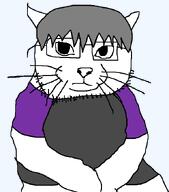 animal cat closed_mouth glasses grey_hair james purple_shirt stubble transparent_background variant:catjak_(alternate) whisker white_skin // 597x680 // 17.4KB