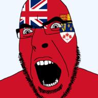 beard country flag flag:canada flag:canada_royal_ensign glasses open_mouth soyjak variant:cobson // 721x720 // 97.7KB