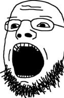 glasses open_mouth ross_scott soyjak stubble variant:ross_scott // 616x943 // 17.1KB