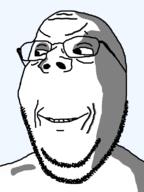 glasses ominous shadow smile smirk soyjak subvariant:wholesome_soyjak template variant:gapejak // 600x800 // 21.6KB