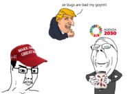 agenda2030 bug cockroach donald_trump happy_merchant holding_object jar klaus_schwab maga maga_hat new_world_order text variant:chudjak variant:gapejak world_economic_forum // 2264x1619 // 774.6KB
