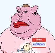 big_lips black_eyes brown_hair chiikawa cutebooru_(user) fat female hello_my_name_is_(sticker) meta:namefags obese pooner red_lips transgenderism variant:meximutt // 888x849 // 93.7KB