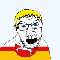 animal blue_eyes clothes country deer flag flag:lublin glasses hair lublin mustache open_mouth poland soyjak stubble teeth transparent transparent_background variant:feraljak voivodeship yellow_hair // 1500x1500 // 81.8KB