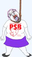 ack arm bloodshot_eyes brazil brazilian_socialist_party_(1985) clothes crying dead flag full_body glasses hair hand hanging leg mustache open_mouth politics psb purple_hair rope shoe skirt socialism soyjak stick stubble suicide template tongue tranny tshirt variant:bernd yellow_teeth // 1375x2392 // 548.9KB