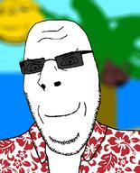 beach clothes drawn_background glasses hawaiian_shirt redraw smile smug soyjak stubble subvariant:nucob sunglasses variant:cobson // 541x671 // 199.9KB