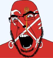 anchor animal bird eagle flag flag:saint_petersburg full_head glasses hair looking_to_the_right open_mouth russia saint_petersburg soyjak stubble teeth text transparent transparent_background variant:cobson // 721x789 // 122.6KB