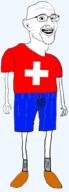 arm clothes country cross ear flag flag:switzerland full_body glasses hand jonathan_estis judaism leg mustache piss shorts smile soyjak stubble switzerland tshirt variant:nojak // 661x1834 // 291.7KB